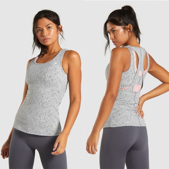 Gymshark Tops - Gymshark Fleur Texture Tank Top - Charcoal Marl